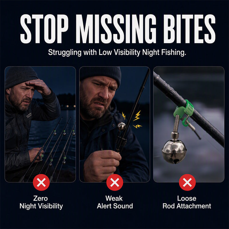 Alarma de picada para pesca nocturna con doble campana de alerta