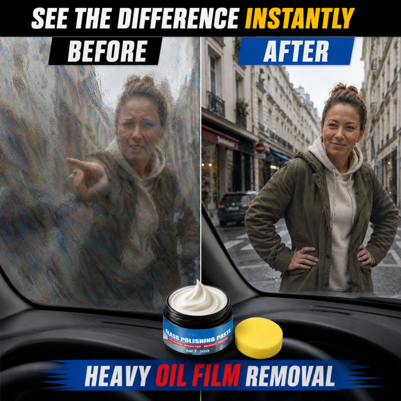 🔥50% DE DESCUENTO🔥 Eliminador de película de aceite para cristales de coche: elimina reflejos y manchas de limpiaparabrisas, repele la lluvia, funciona en todo tipo de cristales. ¡Esponja incluida! 🚗