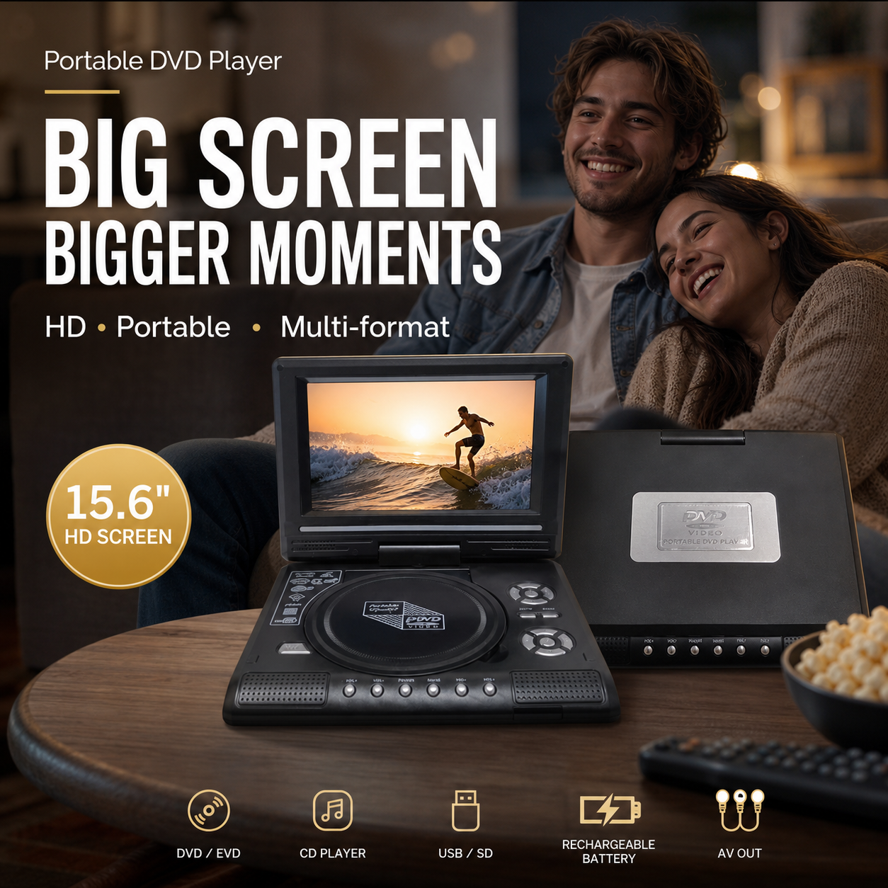 📺 Reproductor portátil de DVD/EVD HD de 7,8" – Pantalla grande, recargable y compatible con DVD/CD/USB/SD – Perfecto para el hogar y los viajes 🔥 50% de descuento