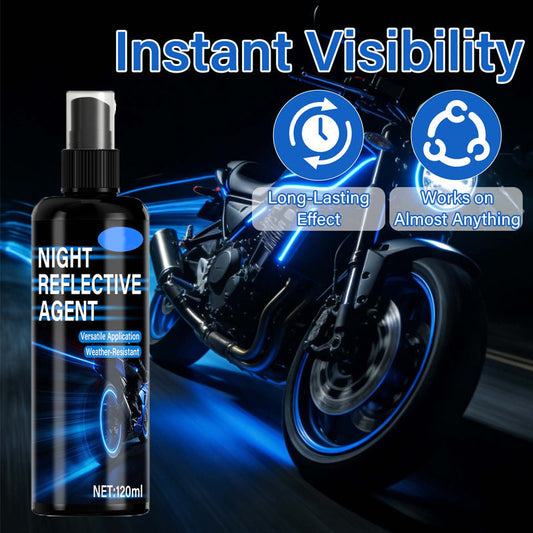 🏍️50% OFF NOW ! ✨Multipurpose Night Reflective Spray, Long‑Lasting Weather‑Resistant Reflective Agent, for Motorcycle, Bike & Outdoor Gear Night Safety
