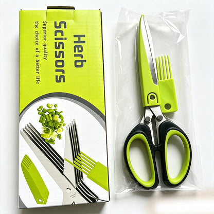 Multi-Layer Kitchen Herb Scissors with Safety Cover