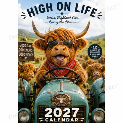 🐮 2027 Funny Highland Cow Wall Calendar🗓️ | A4 Hanging Calendar |🎁 Designed by Isabel Kline 🎨📆