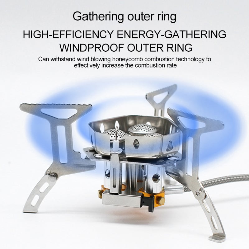 ⛺ ¡50% DE DESCUENTO POR TIEMPO LIMITADO! ✨ Hornillo de gas para camping – 5800W, encendido piezoeléctrico, resistente al viento 🔥